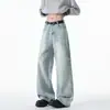 Jeans rectos retro americanos para hombre, nueva marca de moda de verano 2026, pantalones de corte limpio, pantalones de pierna ancha para hombre