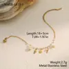 Pulsera Transfronteriza Europea y Americana Nueva de Acero Inoxidable con Concha de Perla Natural y Acero de Titanio Diseño de Nicho Estilo Vacacional Joyería al por Mayor