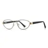 Gafas de Moda Sin Receta 3166 Populares Europeas y Americanas Estilo Miu Montura de Metal de Patilla Ancha Personalidad Adelgazantes Antirradiación Luz Azul