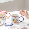 Criativo moderno contraste cor grande alça com tampa colher caneca bonito divertido personalidade texto inspirador copo de café de escritório