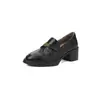 Novedades de Octubre~ Mocasines para Mujer Hechos de Piel de Oveja de Primera Capa con Punta Redonda y Forro de Felpa, Estilo Otoño 2026, Zapatos de Tacón Grueso con Tacón Alto Camelia