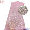 Tela de encaje con bordado de estrellas y puntos, malla de cuentas y bordado completo, accesorios para vestidos frescos de noche