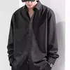 Camisa para Hombres Gordos en Verano, Seda de Hielo Delgada, Casual, Holgada, de Alta Gama, Talla Grande, Camisa de Manga Larga, Atractivo Top Negro