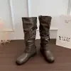 Botas únicas de diseño ancho en la pantorrilla, estilo apilado, hasta la rodilla, nuevo modelo otoño/invierno 2026, de doble uso, punta redonda, de caña alta para montar