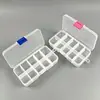 Caja de Almacenamiento Transparente de PP Desmontable de 10 Compartimentos para Joyería y Accesorios Pequeños, Caja para Strass de Uñas, Organizador de Escritorio y Caja de Almacenamiento