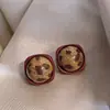 [Aretes de estampado de leopardo] Pendientes retro geométricos europeos y americanos con estampado de leopardo, pendientes elegantes y versátiles con un diseño único y chic
