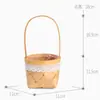 Cesta de Flores Qixi Cesta Trançada Embalagem para Flores Frescas Rattan Trançado Manual Bambu Trançado Cesta de Flores Arranjo de Flores Secas Cesta de Mão Floricultura