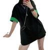 Vestido T-shirt para Mulheres com Design Solto, Vestido Preto Pequeno Color-Blocking, Bainha Escondida, Novo Estilo Chique Tendência 2026