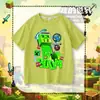 Camiseta de Manga Corta Infantil Creeper de Minecraft para Niños y Niñas Ropa de Verano Algodón Puro Fresca Dibujos Animados Versátil Top de Media Manga