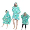 Manta Ropa a Prueba de Frío con Capucha Pijamas de Dibujos Animados Suéter Cálido Manta Perezosa para Ver la Televisión Sudadera Gruesa Oversize