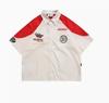 Estilo americano Retro hiphop Frito Street Racing Terno Camisa Masculina de manga curta Verão Solto Ins Moda Marca Motocicleta Camisa Fina