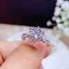 Oito Corações e Oito Flechas Banhado PT950 Celebridade da Internet TikTok Mão Rápida Anel Aberto Totalmente Zircônia Diamante Simulada Anel de Diamante Mosan Feminino