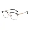 Gafas de Titanio Puro 56 Montura Cuadrada Ultragrande 95072 Ultraligeras Montura Browline de Negocios Semi-Montura Gafas Versátiles Casuales de Gama Alta
