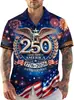 Camisa con Estampado de Fuegos Artificiales Bandera Americana Estilo Nuevo Transfronterizo Guitarra para Hombre Casual Estilo Hawaiano Manga Corta Cuello Solapa
