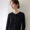 Cárdigan de cachemir de punto trenzado estilo francés minimalista con cuello redondo para mujer, holgado y ligero, adecuado para ir al trabajo en otoño e invierno, chaqueta suéter de lana tejida