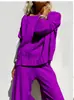 25 Moda Nova de Primavera Estilo Preguiçoso Conjunto de Calça Wide-Leg Tricotada Suéter Pulôver Casual Feminino Calça Longa Elegante Conjunto de Duas Peças