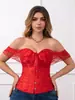 Corsé de Encaje de Comercio Exterior de un Hombro Estilo Corte Sexy Bustier de Ballenas Moldeador de Vestido Cinturilla Soporte de Pecho Prenda Moldeadora