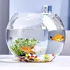 Tanque de peces pequeño de oficina al por mayor del fabricante, tanque de tortuga de vidrio transparente engrosado, acuario redondo de escritorio para el hogar de la sala de estar