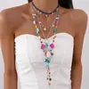 Collar Metálico Imitación Perla Corazón Estrella de Mar Concha Europeo y Americano, Collar Personalizado Estilo Vacaciones Dopamina de Gama Alta para Mujeres