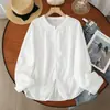 Colección Otoño 2026 Estilo Japonés Ocho Botones Multi-Botón Estampada Cuello Alto Camisa Larga Holgada para Mujer Venta al por Mayor