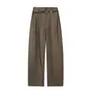 Pantalones casuales rectos holgados de marca de moda para hombre, talla grande, para otoño, con cinturón, estilo retro old money