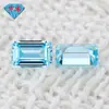 Huagang Gem Chanfrado Retangular Che Pedra Lisa Zircônia Azul Marinho Pedra Bruta Face Pedra Branca CZ Aquamarina Rasa