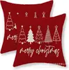 Funda de Almohada Navideña Nueva Coche Pino Copo de Nieve Bola de Navidad Estampado de Lino Decoración de Habitación Cojín de Sofá