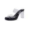 Elegantes Sandalias Retro para Mujer 2024 Nuevo Estilo Sandalias Transparentes de una Sola Tira con Tacón Grueso para Mujer para Usar Afuera y Zapatos de Moda Antideslizantes para Mujer