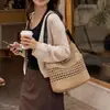 Bolsa Tote Tecida para Mulheres, Bolsa de Ombro Casual Versátil para o Dia a Dia, Palha para Trabalho, Férias, Nova Bolsa de Grande Capacidade 2026
