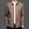 Chaqueta de Negocios para Hombre de Primavera y Otoño con Cuello Solapa y Cremallera, Adecuada para Hombres de Mediana Edad y Mayores, Ropa Casual para Hombre Fresca y Resistente a las Arrugas