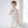 Colete Infantil de Algodão Puro Fresco e Respirável para o Verão, Unissex Bebê Classe A Camiseta Interna de Desenho Animado