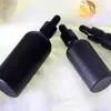 En stock Botella de Vidrio Esmerilado Negra de 30ml Botella Gotero para Líquido Esencial Botella de Vidrio para Emulsión Cosmética Embotellado