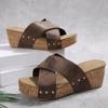 Zapatillas de plataforma con tiras cruzadas de talla grande para comercio exterior europeo y americano, para mujer, transfronterizas, de plataforma abierta, pastel con sandalias de playa retro wish