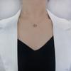 Collar de eslabones de plata esterlina s925 para mujer, estilo coreano, sencillo, hecho a mano con CNC, colgante de doble anillo, collar combinable con todo, joyería de celebridades de Internet.