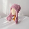 Gorro de Punto de Invierno de Pelo de Conejo Angora Protección para las Orejas Gorro de Lana Combinable Atmósfera Cálida de Otoño e Invierno Gorro Lei Feng Niños