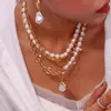 Juego de Accesorios de Perlas Simples Populares de Primavera Europeos y Americanos Acero Titanio Nicho Lujo Accesible Diseño Pulsera Collar para Mujer