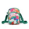 Bolso bandolera para mujer, moderno, de nailon estampado, pequeño bolso cuadrado para teléfono móvil, bolso de hombro para madre de mediana edad y anciana, monedero para llaves y monedas