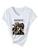 KATSEYE Tienda Independiente de Amazon eBay Camiseta de Manga Corta con Cuello en V Nueva y Elegante para Mujer Camiseta Básica para Comercio Exterior
