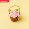 Cesta de Flores Pomposas Creativa Regalo para el Día del Maestro, Regalo de Flores Tejidas a Mano Cálido y Delicado, Regalo Pequeño Creativo y Práctico