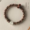 Pulseira de Nó de Bambu com Fragrância de Madeira Criativa de Sândalo Personalizada Anel de Corrida 8*10mm Contas Luminosas Pulseira de Círculo Único Retro Estilo Floresta