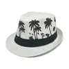 Sombrero de Paja de Papel de Ala Pequeña de Venta Caliente para Hombre Europeo y Americano, Sombrero de Sol de Paja de Verano, Sombrero de Sol de Playa con Estampado de Palmera