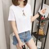 3173 # Camiseta de Manga Corta para Mujer, Estilo Coreano Holgado (95 Algodón 5 Spandex)