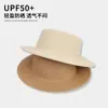 2025 Nuevo Sombrero de Paja Plano Estilo Francés para Mujer, Sombrero de Sol de Verano con Protección Solar, Sombrero de Playa, Sombrero de Sol para Fotos de Vacaciones en la Costa