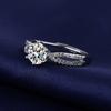 Anillo de doble fila de pared retorcida hueca de moda coreana, temperamento de lujo para mujer, anillo de diamante de 1 quilate con microincrustaciones, una generación de cabello