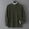 Suéter Baicai Rong Outono/Inverno Novo Lã Pura Masculino Gola Alta Meia Espessura Negócios Simples Casual Camada Base Tricô