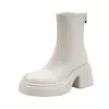 Botines blancos Chuyuji para mujer, plataforma de suela gruesa, que aumentan la altura, elásticos de ajuste ceñido, Botas Martin adelgazantes