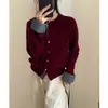 Cardigan de tricô simples e estiloso com retalhos xadrez, de abotoamento simples, para mulheres, suéter chique e que afina para outono e inverno
