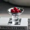 Base de Coluna de Cristal de Luxo Leve Placa Redonda de Metal para Frutas Ornamentos Decoração Suave Modelo de Quarto Escritório de Vendas Pequena Tigela de Lanches Ornamentos