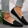 Nuevos zapatos planos casuales de punto transpirable con punta fina para mujer, importación, slip-on de punto, en stock