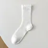 Calcetines de Seda Refrescantes para Mujer, Estilo Delgado de Primavera y Verano, Borde de Burbuja con Encaje de Gatito, Calcetines Holgados Dongdaemun Transfronterizos al por Mayor